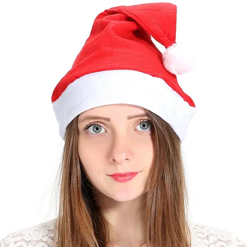 Plyšový vianočný klobúk pre dospelých detí Zhryznutý teplý Santa Claus červené vianočné klobúky veselé Vianoce Nový rok dekorácia