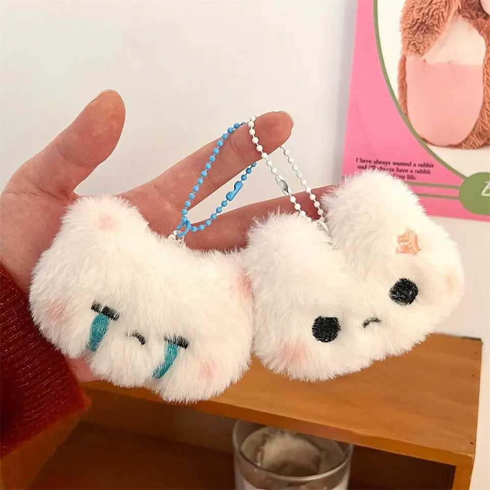 Plyšový vypchatý králikový plyšový plyšový keychain červenanie nahnevaného králika plačúca zajaca Blush Blush nahnevaný králik plyšový plyšový prívesok Kórejský štýl mäkký
