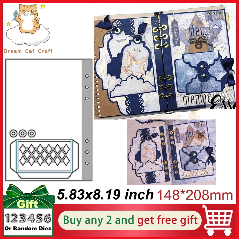 Plánovač s Dreamcat Planner Stránka chrbtica a viazanie kovových rezov zomretia pleseň Čepeľ šablón Scrapbooking Album Card Paper Reflex Craft DIY