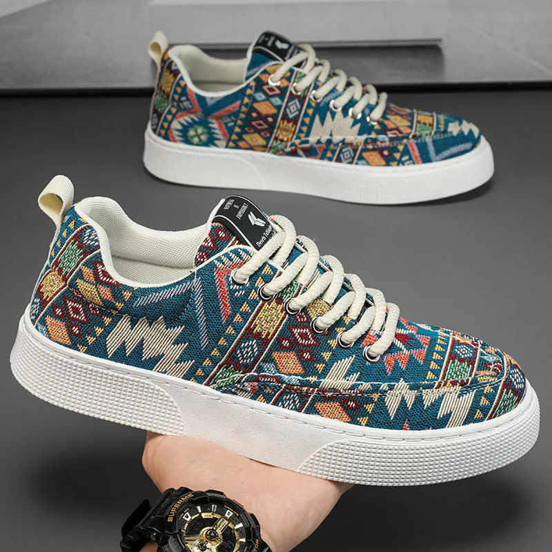 Plátno ležérne topánky pre mužov všestranné trendy pánske topánky skateboard módne farebné bloky bežiace tenisky chôdze