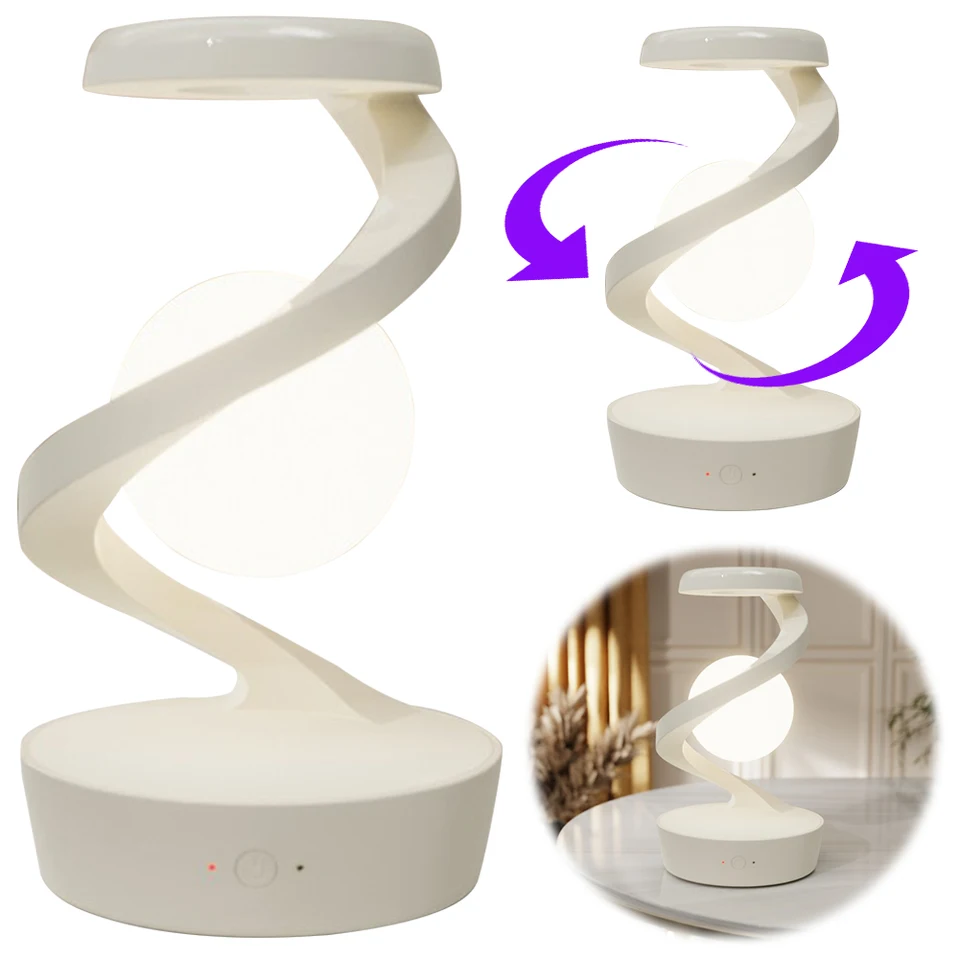 Plávajúce LED nočné svetlo s bezdrôtovým telefónom nabíjačkou kreatívny stôl 3D LED lampa plávajúce mesačné stolové lampa Unikátne