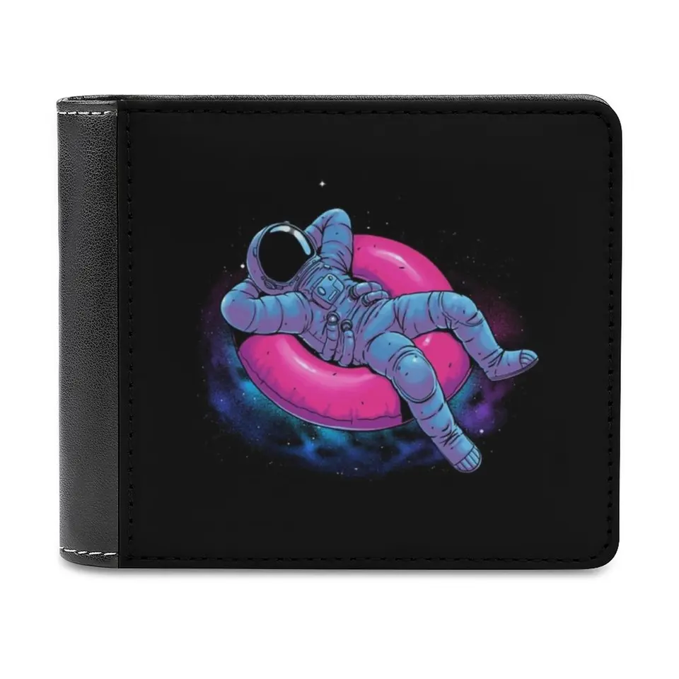 Plávajúce vysnívané muži peňaženka Pu Kožené krátke mužské kabelky Kreditná karta peňaženka pre mužov Money Bag Astronaut Spaceman Hmlovina sníva