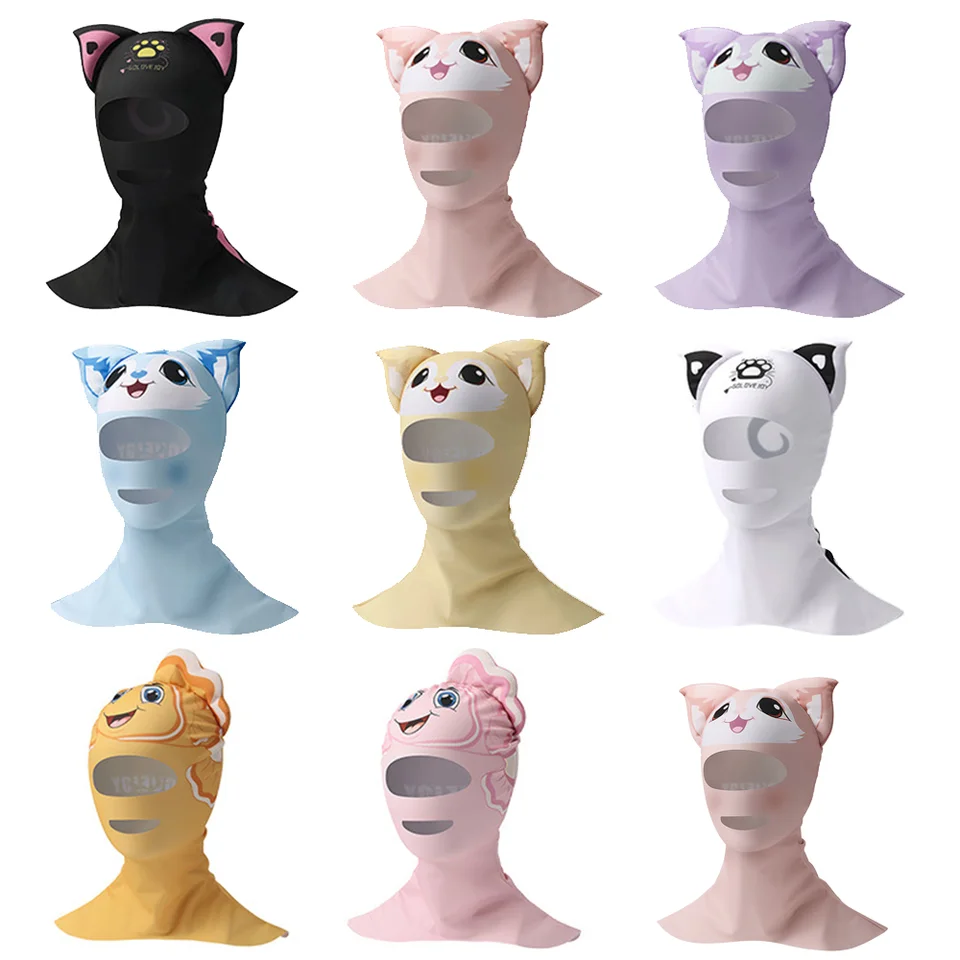 Plávanie potápania Facekini UV ochrana pred slnkom celá tvárová maska ​​hlava krk k krytu na krk čela elastická plávajúca čiapka na potápanie vodného športového oblečenia
