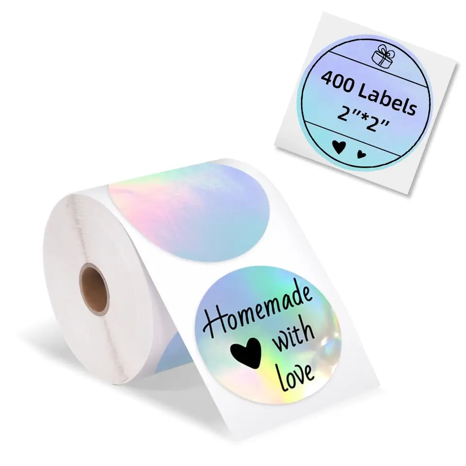 PM241BT Circle Termal Label Laser Color Self-Padhesive for Logo Design Názov/cenovka Vďaka Karte Adresa QR Kód 400Labels/roll
