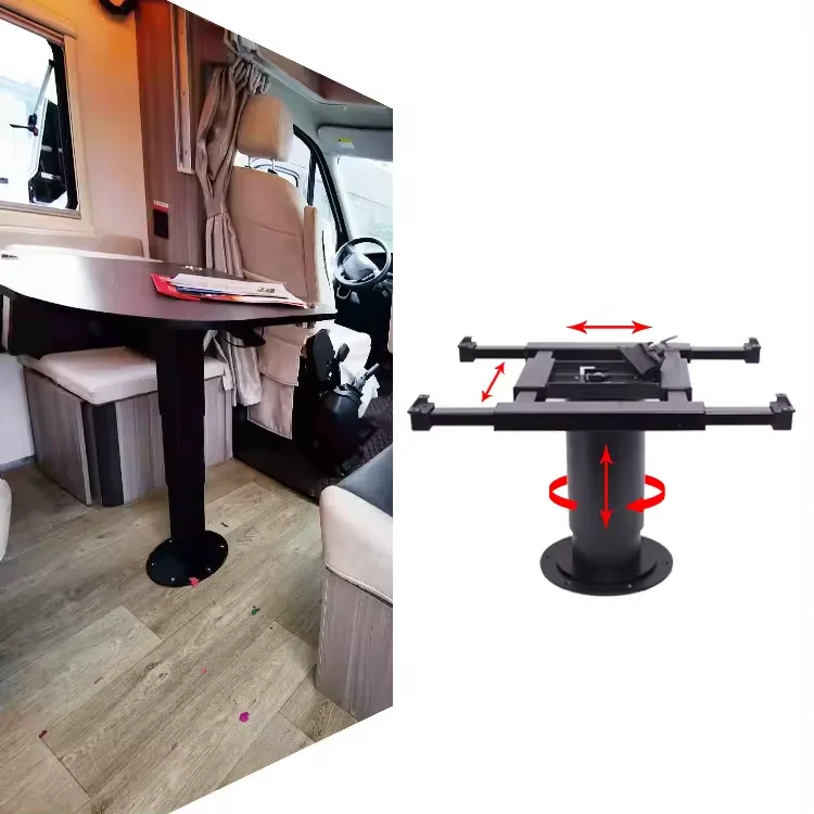 Pneumatické vyvýšené RV Camper Nastaviteľné stolové nohy, nastaviteľná výška tabuľky, umožňuje vrchol tabuľky s otočnou a posúvacou funkciou