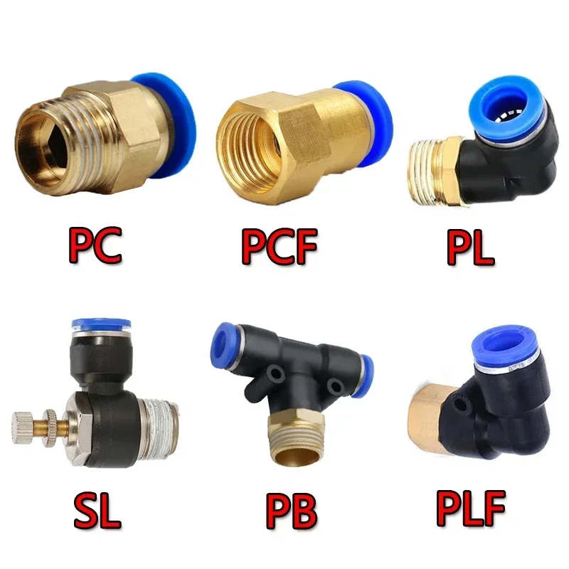 Pneumatický lakťový konektor trubice vzduchový tlak do tvaroviek plf hadica OD 4 6 8 mm - ženské vlákno M5 '' 1/8 '' 1/4 '' 3/8 '' 1/2 ''