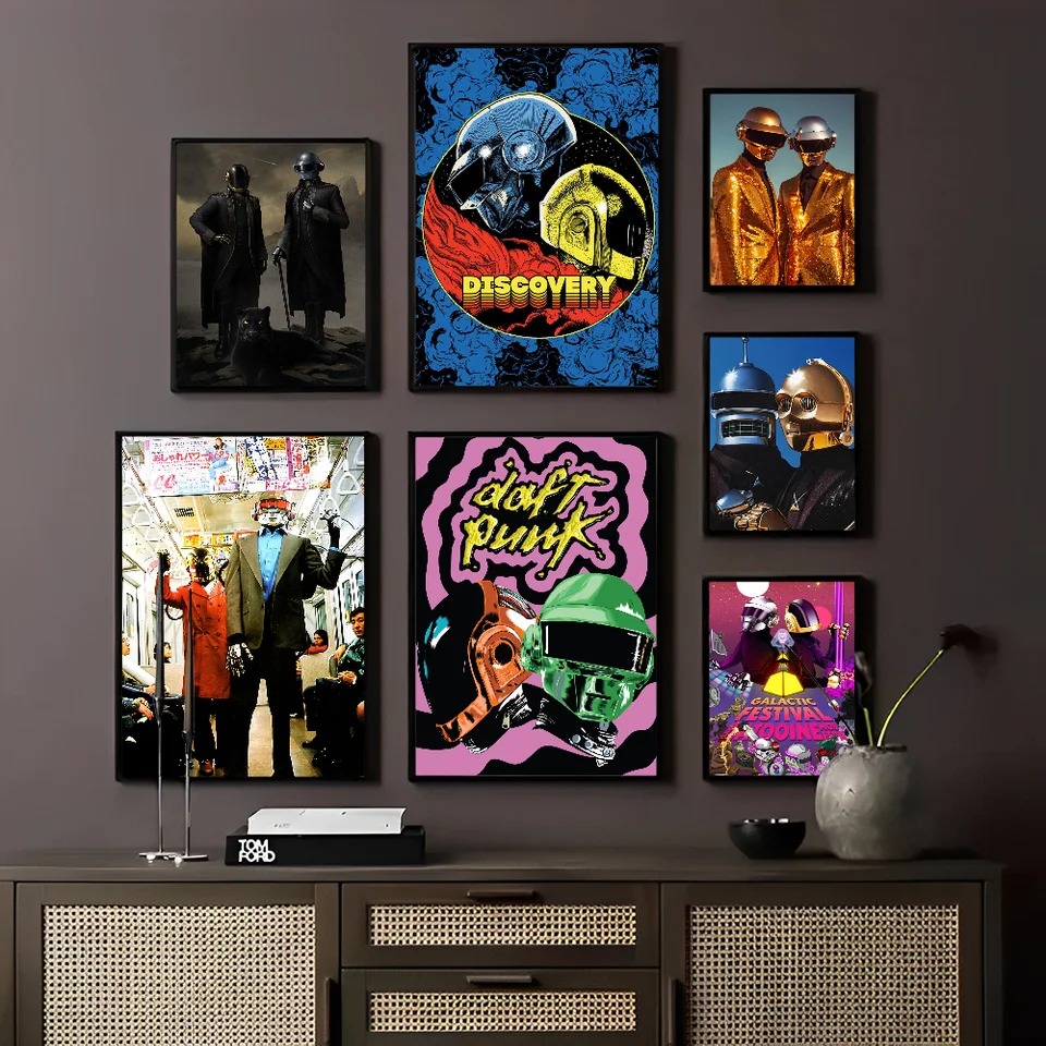 Po celom svete Daft Punk Self-Art Art Plagát Whitepaper Sticker DIY ROOM BAR CAFE DECON DECON