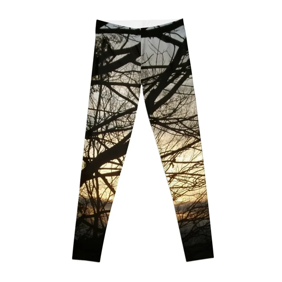 Pobočky na západe slnka leggings Sport Setgging Sport Dámske legíny