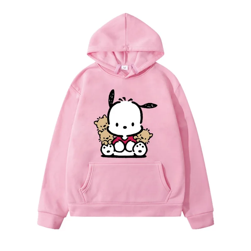 Pochacco Dámska plus plus kapucňa kawaii dievčatá mikina karikatúry Príležitostné s dlhým rukávom Tops sanrio y2k nový príliv Pullover