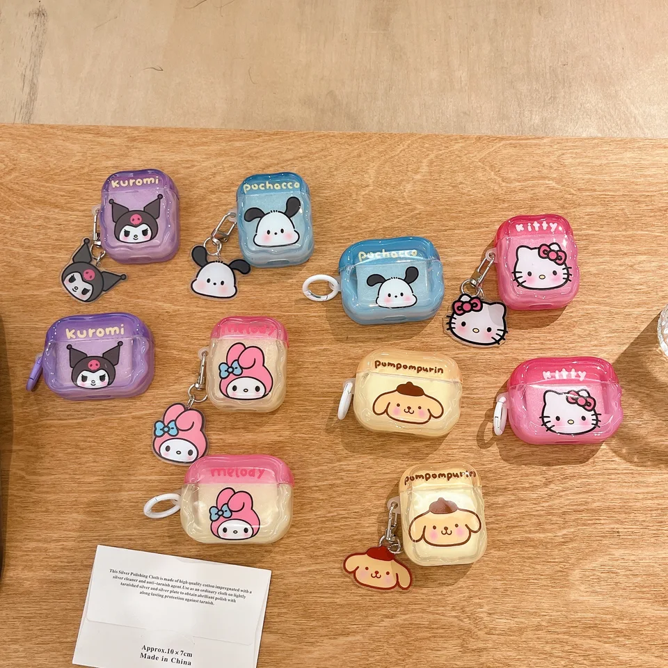 Pochacco Sanrio Cute Pom Pom Purin Cartoon Hello Kitty Anime TPU pre slúchadlá pre AirPods 4,1,2,3, Pro, Pro2 Kuromi Melody