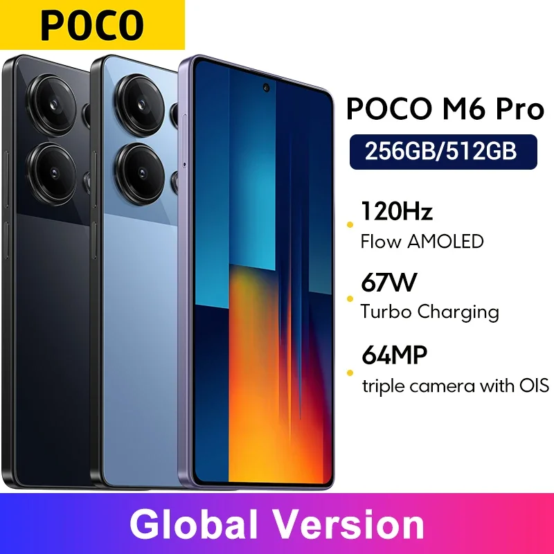 POCO M6 Pro Globálna verzia Helio G99 Ultra 120Hz Flow AMOLED 64MP Triple Camera s OIS 67W Turbo nabíjanie