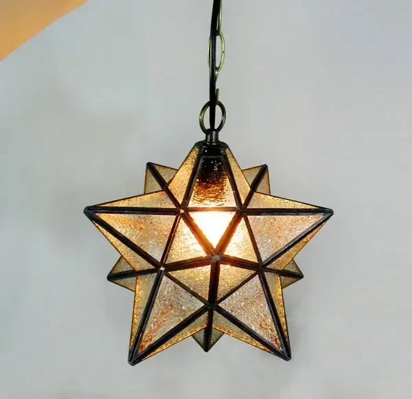 Podkrovie vintage stropná lampa, streľba hviezda Tiffany Glass Pendant osvetlenie pre domácu uličku Corridor veranda DECORÁCIA 조명 조명