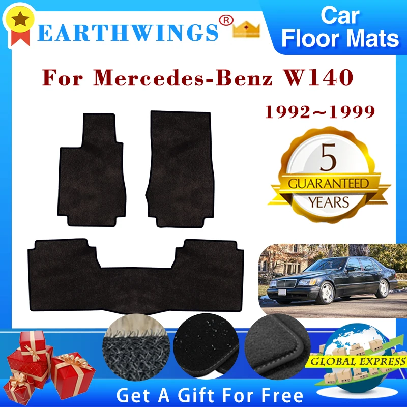 Podlahová podlaha pre Mercedes-Benz W140 1992 ~ 1999 1993 1993 1995 Kobemie panelové chodidlá Koberec pokrývajúce protišmykové podložky Automatické príslušenstvo