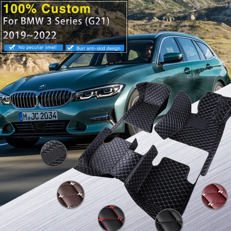 Podlahové podlahy pre BMW 3 Series G21 2019 ~ 2022 Koberce Ochranná podložka Mat Luxusné kožené koberce Karpets 320 330 320I 330i