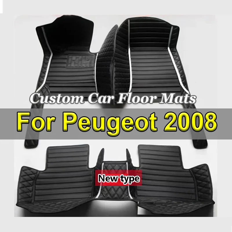 Podlahové podlahy pre Peugeot 2008 P24 2020 2021 2022 Luxusné kožené koberce Rugs Oddral Pad Anti Dirty Carpets Set Auto príslušenstvo