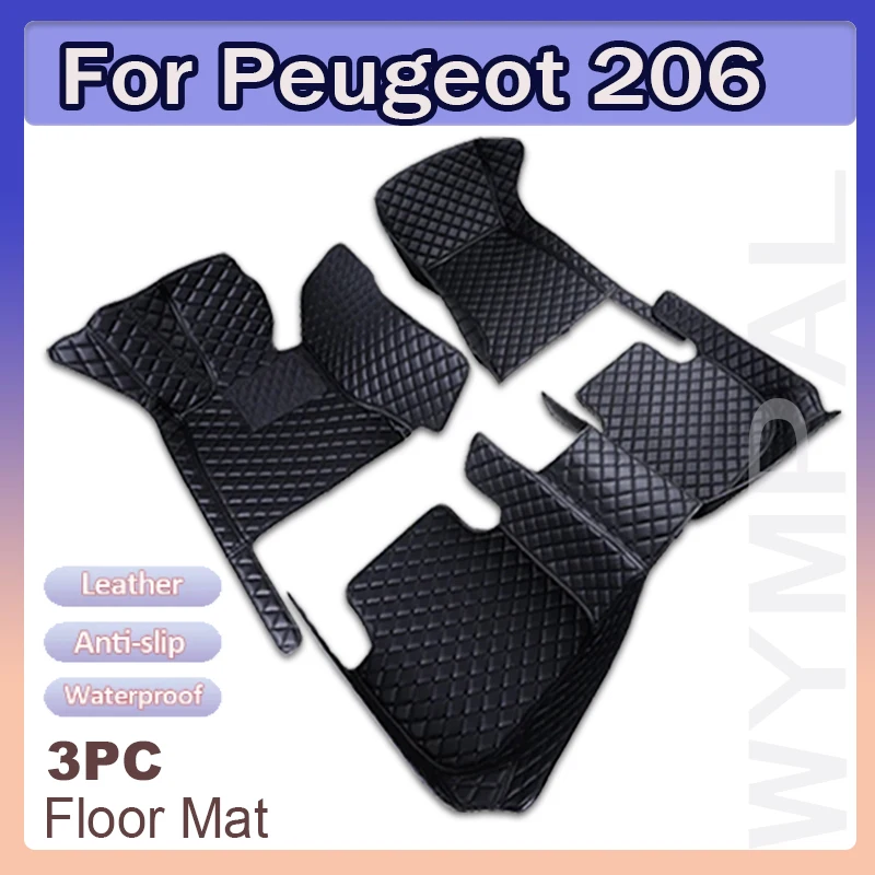 Podlahové podlahy pre Peugeot 206 206+ 1998 ~ 2013 Koberce Koberce Luxusná koža Interiérové ​​diely KOMPEZPEČNÉ PRÍSLUŠENSTVO 1999 2000 2001 2002