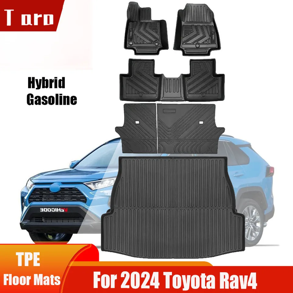 Podlahové rohože pre autá pre Toyota RAV4 2024 2023 2022 2021 2020, vodotesný protivník proti odolným protivným chrbtom kmeňa chrbtice