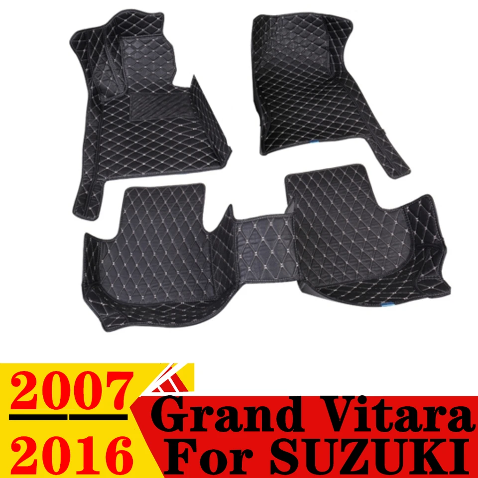 Podlahové rohože pre podlahy pre Suzuki Grand Vitara 4Door 2016 2015 2014 2013-2007 Vlastné fit predné a zadné podlahové vložky Cover Foots Carpet Koberec