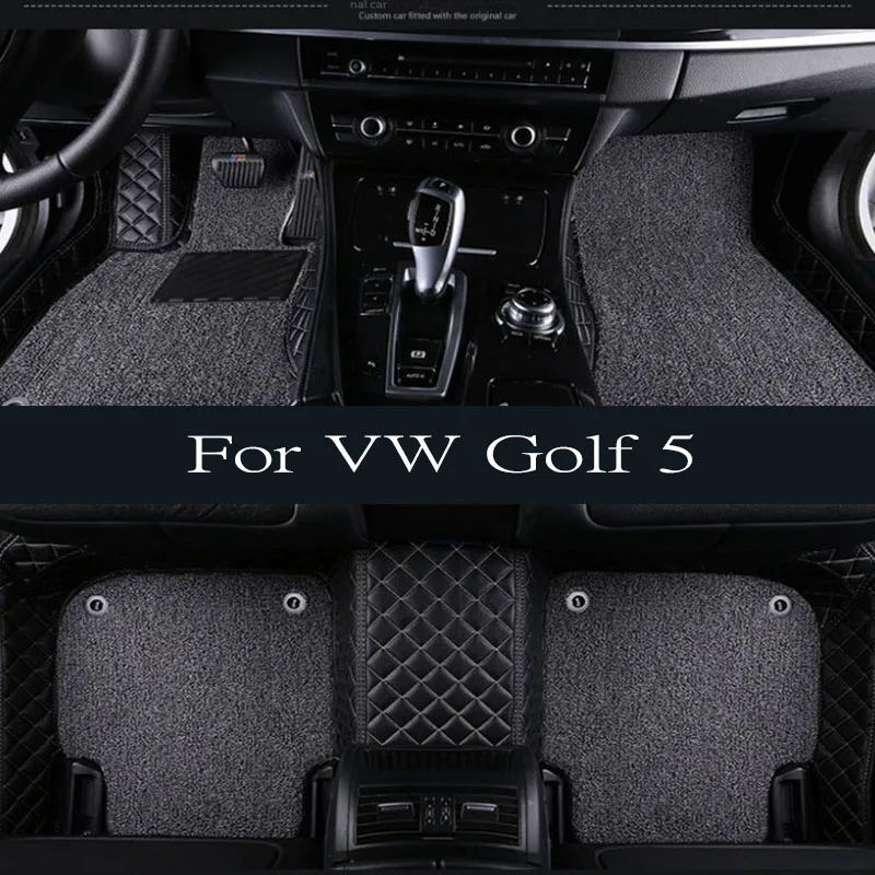 Podlahové rohože pre VW VW Golf 5 MK5 A5 2003 ~ 2007 KOŽNÉ MAT AUTOMOBNÉ VNÚTORNÉ ČASŤ LUXURY KREMITOVÝ KREMITOVÝ Koberec