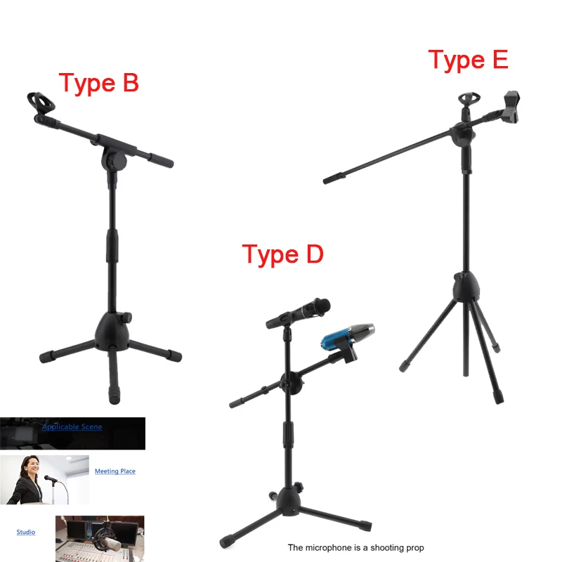 Podlahový mikrofónový statív hojdačka Ramena zatiahnuteľný kovový mikrofónový stojan na pódium Live Mic Bracket Desktop Mic Statív