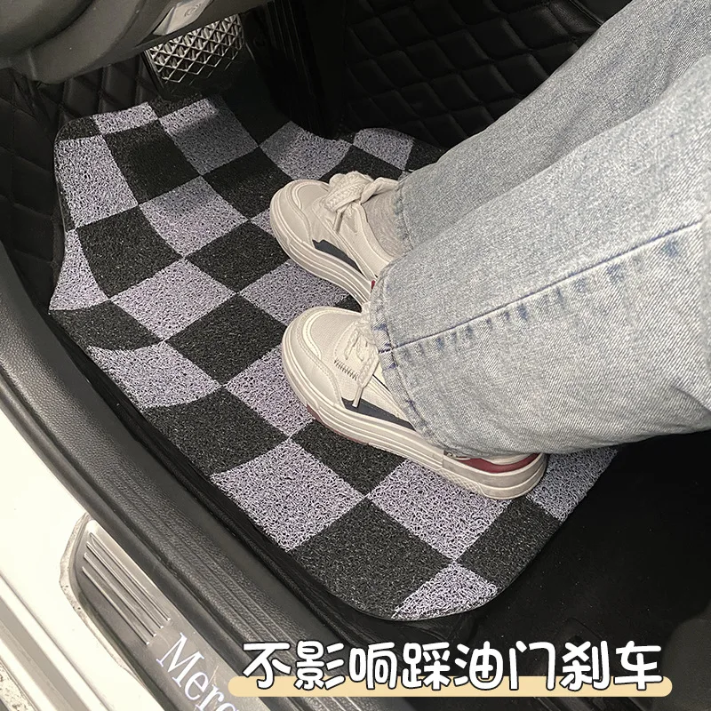 Podlahový podlahový rohož drôt Univerzálny jednostupňový hlavný vodič antidirty dekoratívny interiérový automobil Rat Simple Plaid Plaid Rat Mat