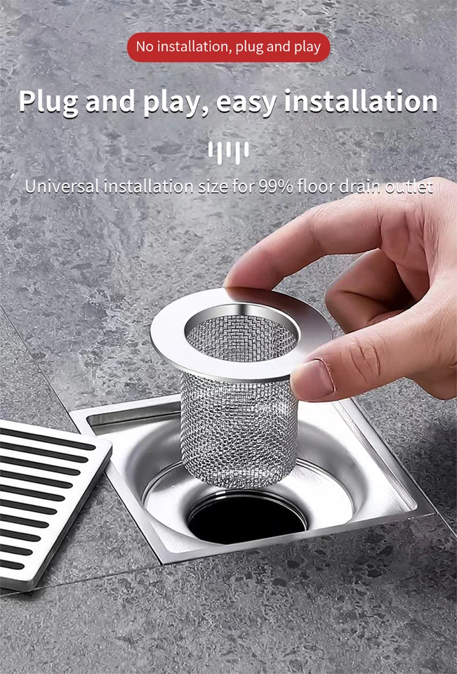 Podlahový vypúšťací filter Multifunkčný oceľový filter Filter Basket Filter vlasové pasce kúpeľňa kuchynské umývadlo Anti-Clog Slag Foth