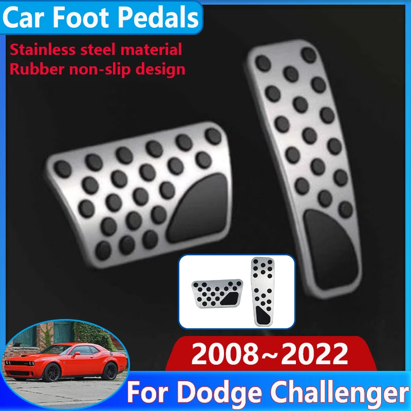 Podložka pre pedále pre nohy pre Dodge Challenger Accessories 2008 ~ 2022 2020 Non-Slip Gum Gum Restfoot Ochranné nálepky z nehrdzavejúcej ocele