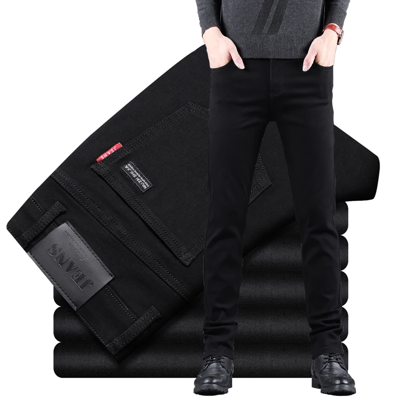 Podnikanie rovná noha džínsová nohavice Skinny Slim Fit Stretch Jean Athletic Spring Jeseň Nové mäkké muži módne neformálne vonkajšie nohavice