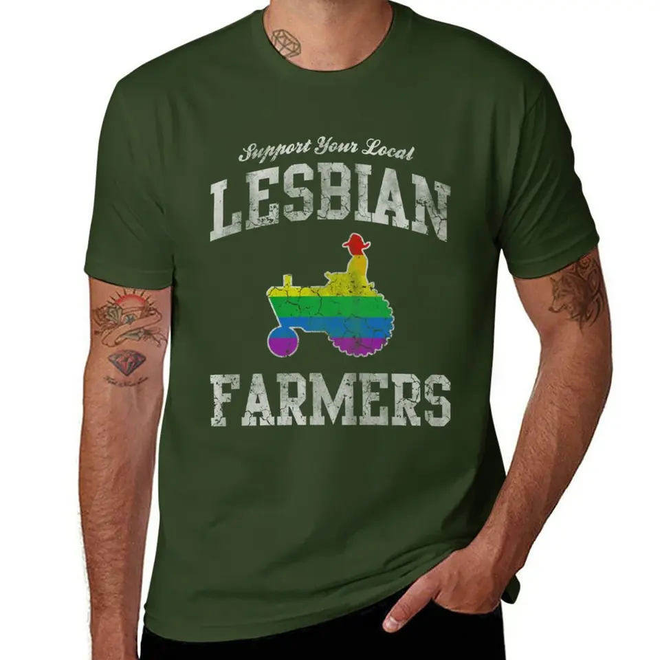 Podporte miestne lesbické poľnohospodári Tričko Tričko s krátkym rukávom TEE SOT PLUS PLUS VÁŠE TOPS FUNNYS THE THEORT THE THEORTY PRE MEN