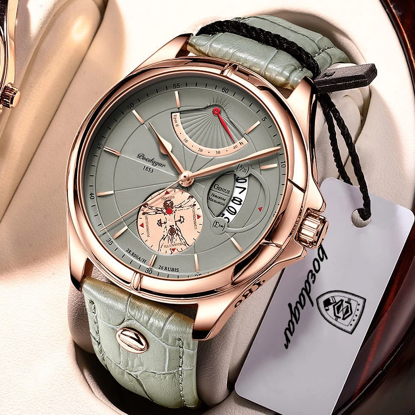 Poedagar Luxury Business Muži náramkové hodinky Vodotesné svetelné dátumy hodinky pre muža módne športové kožené hodinky Pánske hodinky Reloj