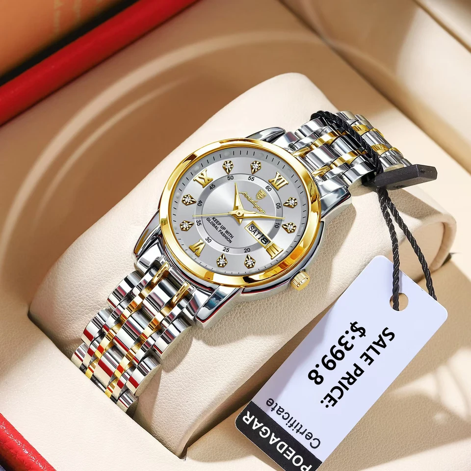 Poedagar Top Luxury Women Quartz Watches Watches Neprestraďovaná nehrdzavejúca oceľ Luminát Dátum Dámske hodinky Dámske hodinky Dámske hodinky