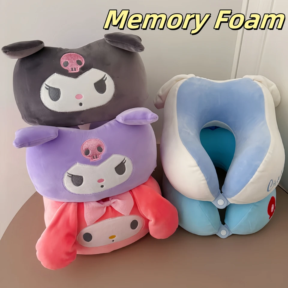 Pohodlná pamäťová pena u v tvare krku v tvare krku Kuromi My Melody Hello Kitty Veľmi mäkké zdriemnutie vankúš