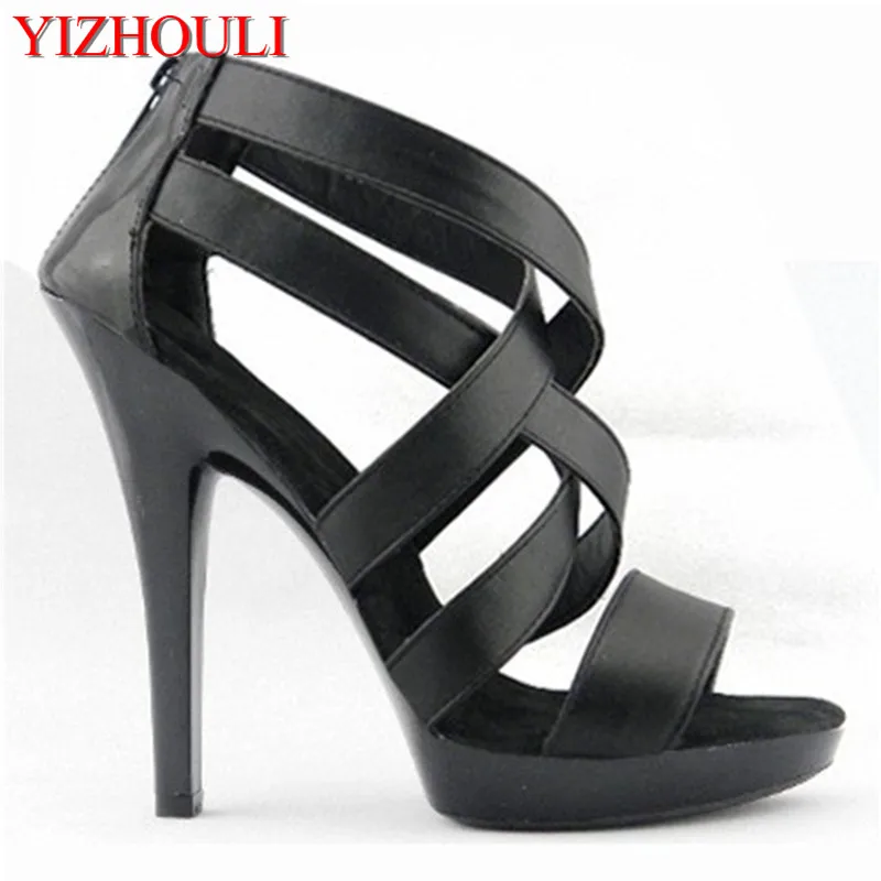 Pohodlné sexy rímske sandále, modelové podpätky 13 cm platformy Platform Sandals High podpätky scénické topánky