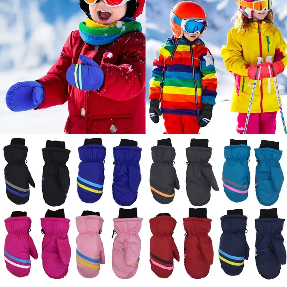 Pohodlné zahusťované teplé deti deti zima MUSÍM SNOW Snowboard Outdoor Riding Deti lyžiarske rukavice s dlhým rukávom ruka