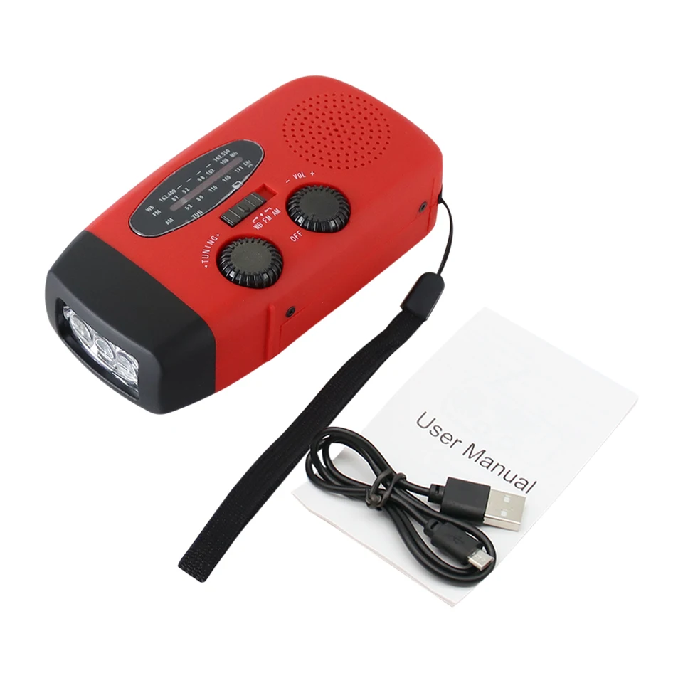 Pohotovostné rádiové solárne ručné rádio Rádio Rádio Globálny prijímač Vysoko kvalitný LED Torch Reading Lights SOS Alarm Tools s 2000mah