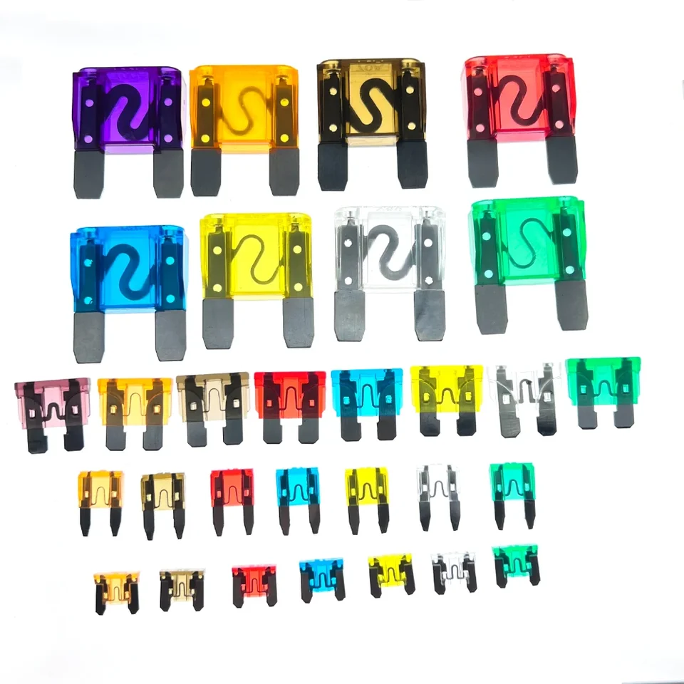 Poistky Štandardné mini mikro 2 poistky automobilu 2a 3a 5a 7.5a 10a 15a 20a 25a 30a 35a 40A 40A AMP Clip Poistka Sada pre auto Mini Mini Malé médium