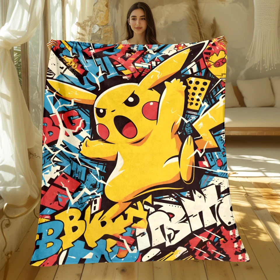 Pokemon Cartoon HD Vytlačený flanel tenká prikrývka.Four sezóna prikrývka