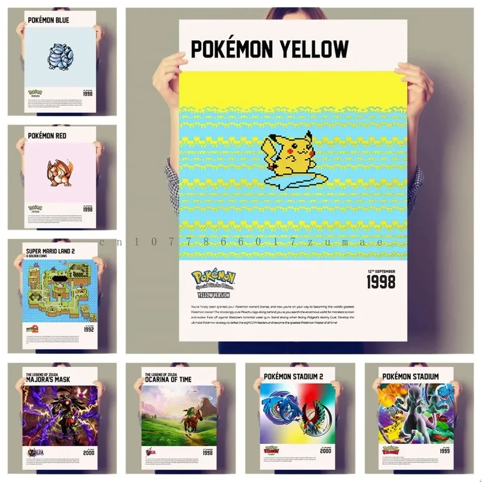 Pokemon Game scéna olejomaľba animovaná postava Pikachu mapa klasických hd tlačených obrázkov spálne nástenné umenie Špeciálny darček