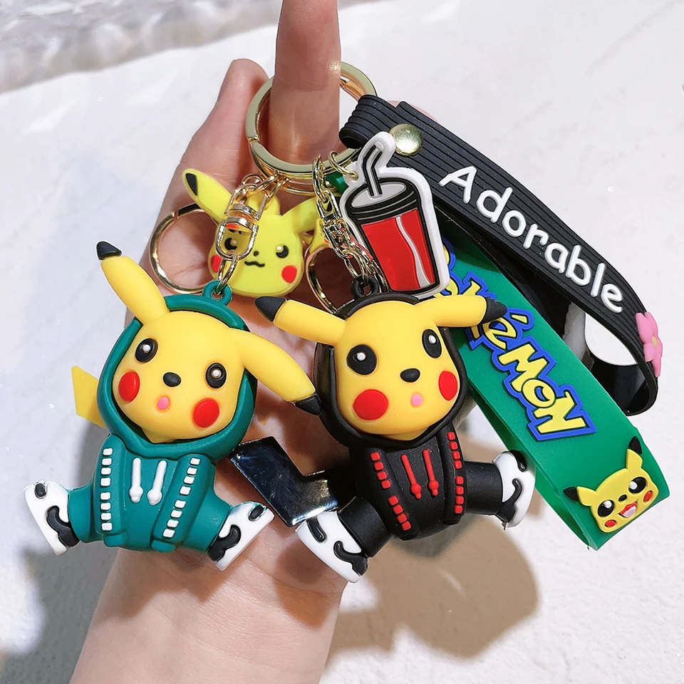 Pokemon Keychain Pikachu Anime Action Figure Toy Kawaii Cartoon Fashion Charmander Psyduck Doll Doll Keyring Car Bag Pendant Kid Darček