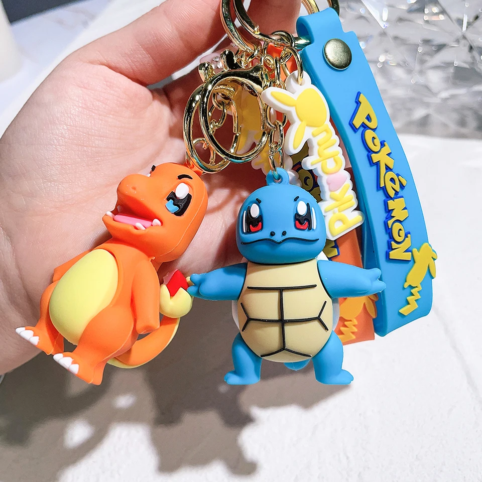 Pokemon Keychain Pikachu Anime Action Figure Toy Kawaii Cartoon Fashion Charmander Psyduck Doll Doll Keyring Car Bag Pendant Kid Darček