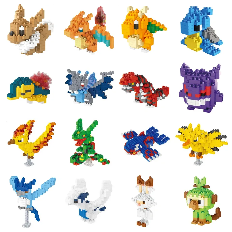 Pokemon malé bloky Nanoblock Charizard Kyogre Groudon Rayquaza Model Education Graphics Hračky pre deti narodeniny darčekové hračky