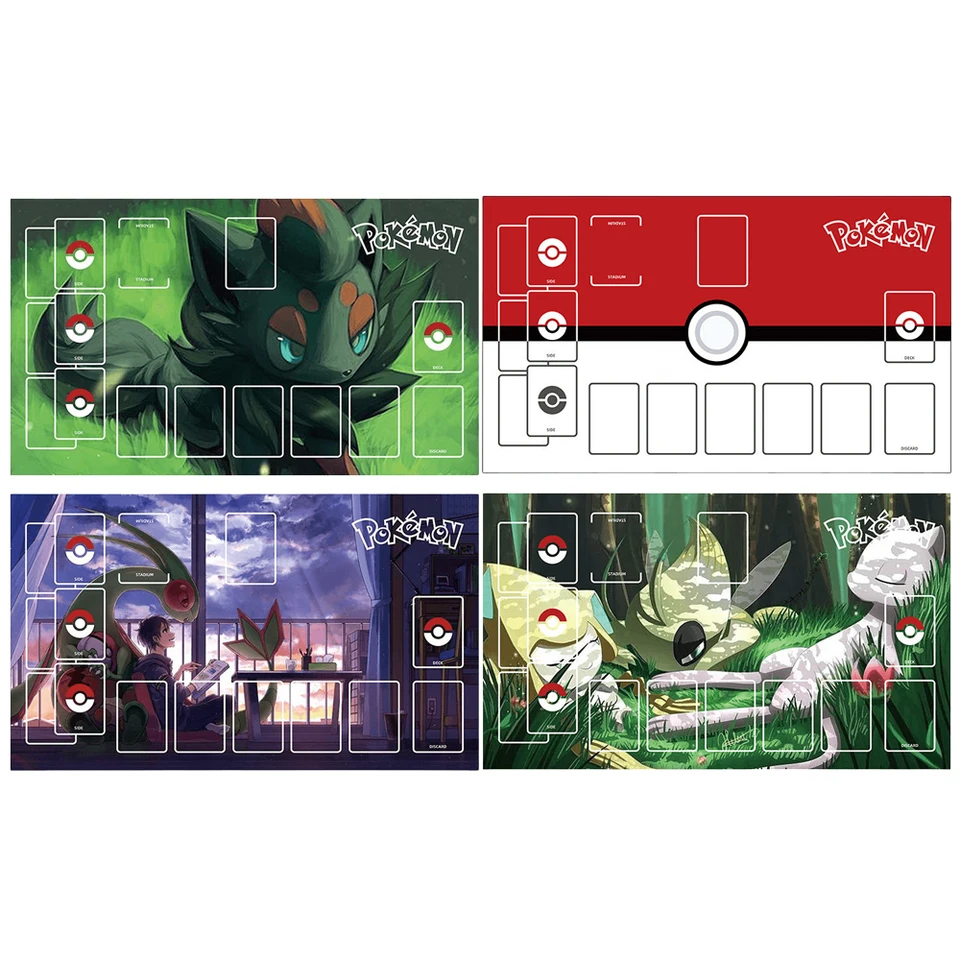 Pokemon ptcg Anime Pikachu Mimikyu Mew Anime Anti-Slip Game Table Mat Dediked Game Battle Card Mat Gift Toy