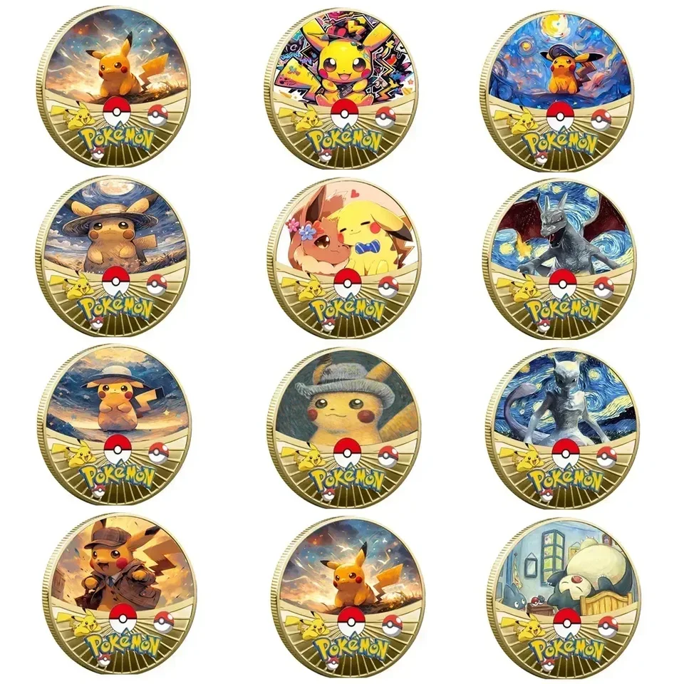 Pokemon Starry Sky Olej olejomaľba Coin Pamätná medaila Pokemon Gold Coin Metal Set Pikachu Charizard Pamätné anime dieťa