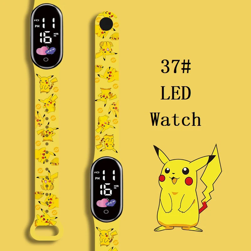 Pokemon Strap LED elektronické hodinky móda farebný náramok dotyk nepremokavá anime postava Pikachu Kid Digitálne hodinky