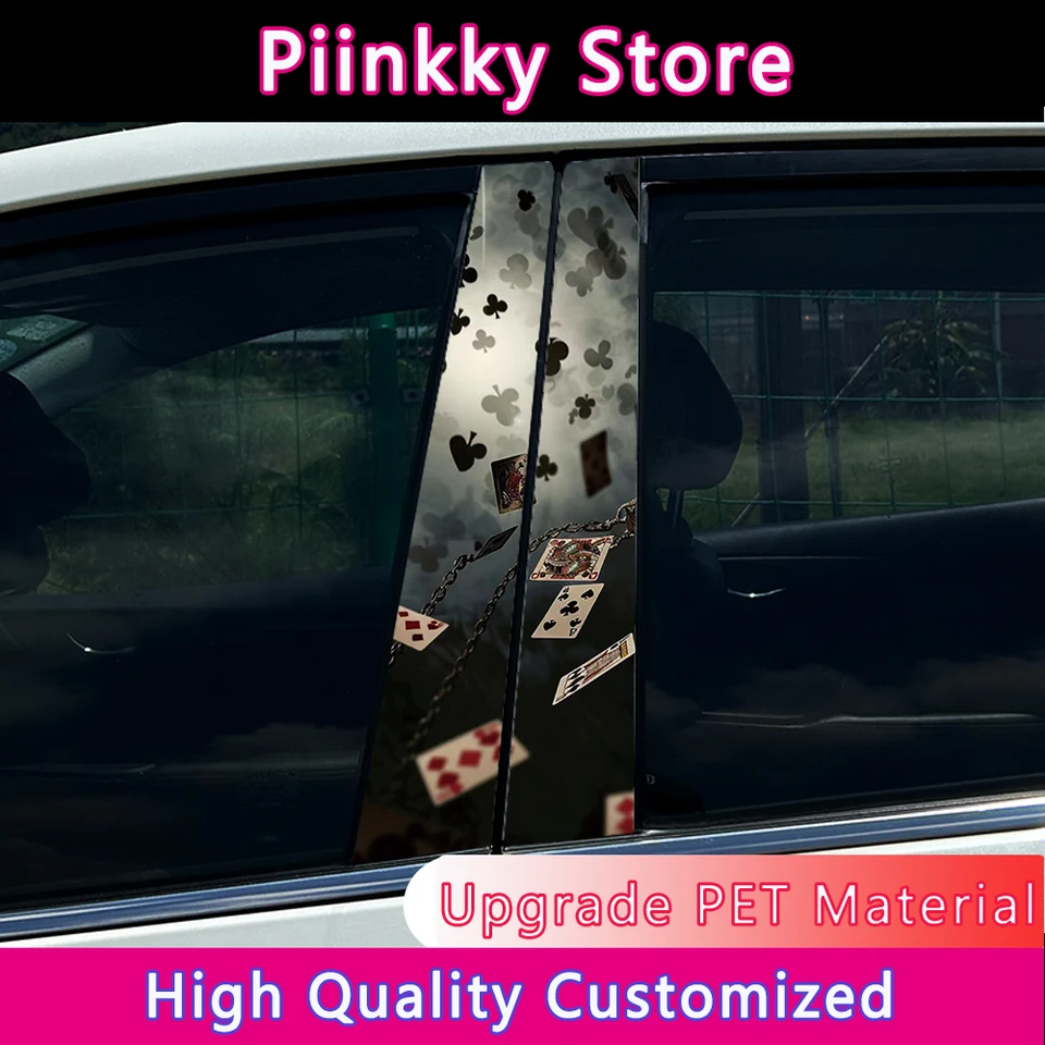 Poker Car B-Pillar Stickers Witerproof Auto Center Stĺp s opaľovacím krémom pre Audi Mercedes Nissan Kia Renault Hyundai