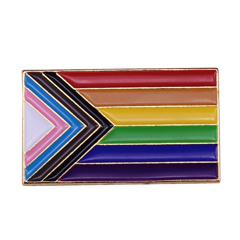 Pokrok Pride Flag Smalt Pin Badge Rainbow Inclusive Gay LGBT Rovnosť Diverzita lesbická bisexuálna trans Asexual queer