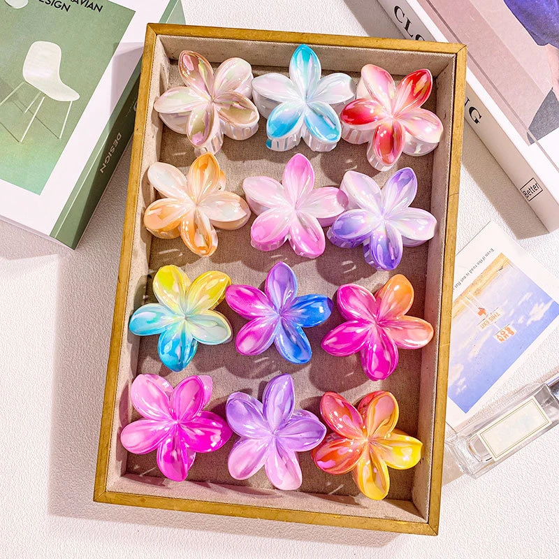 Pokročilý zmysel pre pokovovanie ab farby ženská frangipani v vlastnostiach Havaj Bump Color Hair of Bauhinia Letný vietor chytený