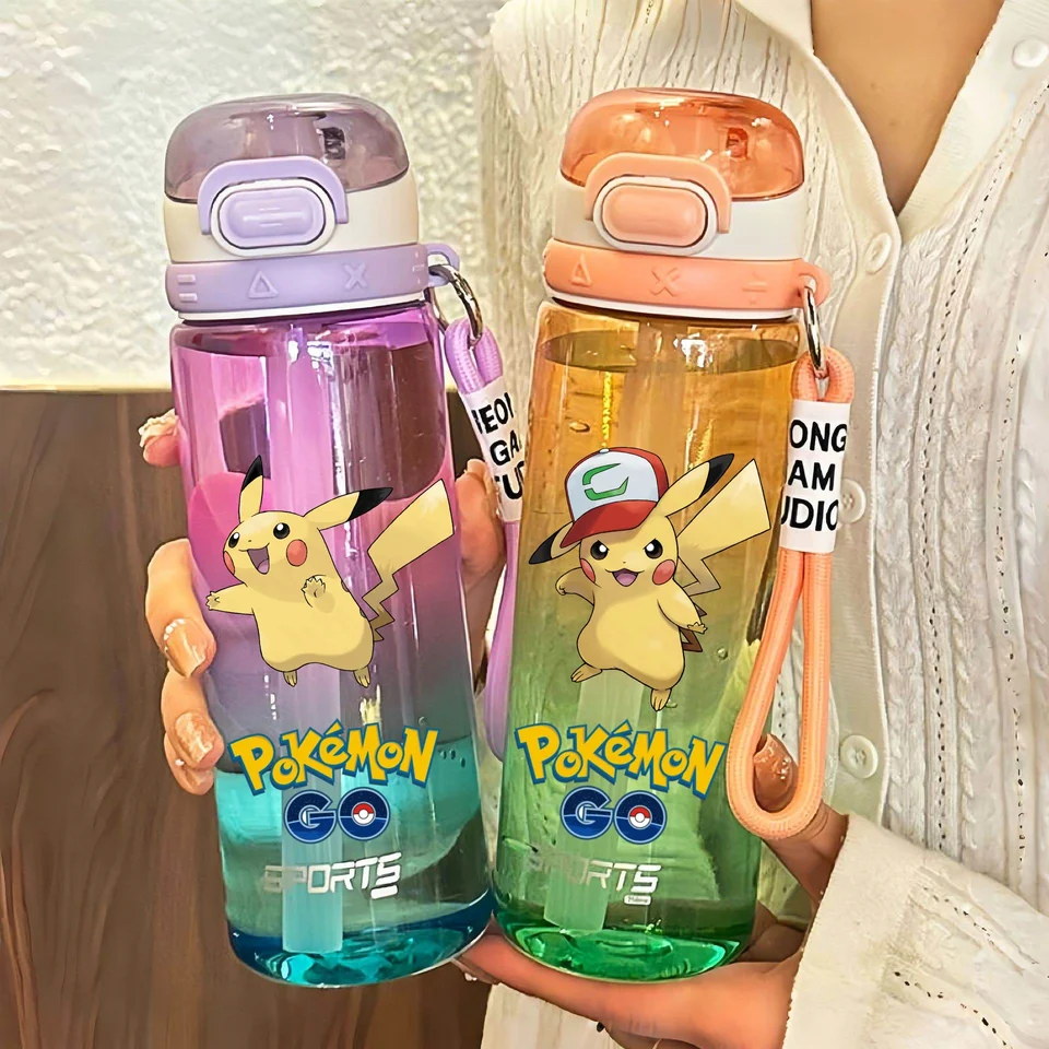 Pokémon 750 ml vodného pohára roztomilý pikachu mewtwo pitná voda fľaša vonkajšia kapacita Športové deti Anime prenosná plastová fľaša