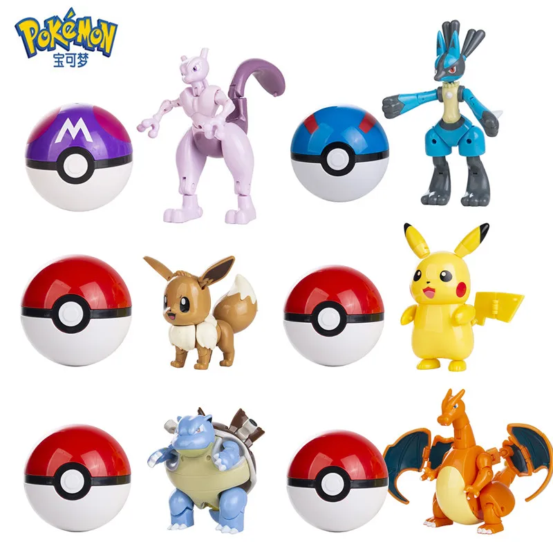 Pokémon anime figúrka Pikachu mewtwo charizard originálny box vreckový monštrum deformácia deformácia pokeball hračky modelové darčeky
