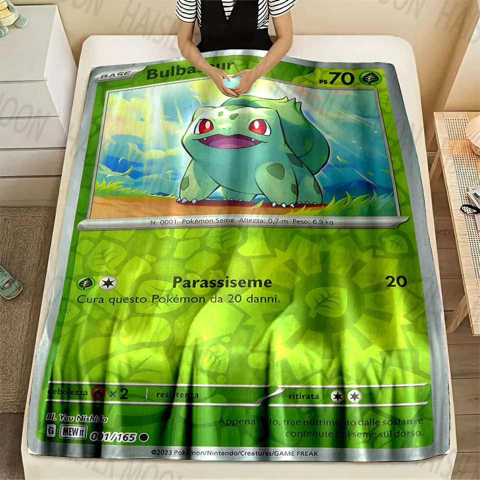 Pokémon Card Bulbasaur Print Draha Delate Fluffy plyšová pohovka posteľ pre deti dospelými dospelými cestovnými kempingmi